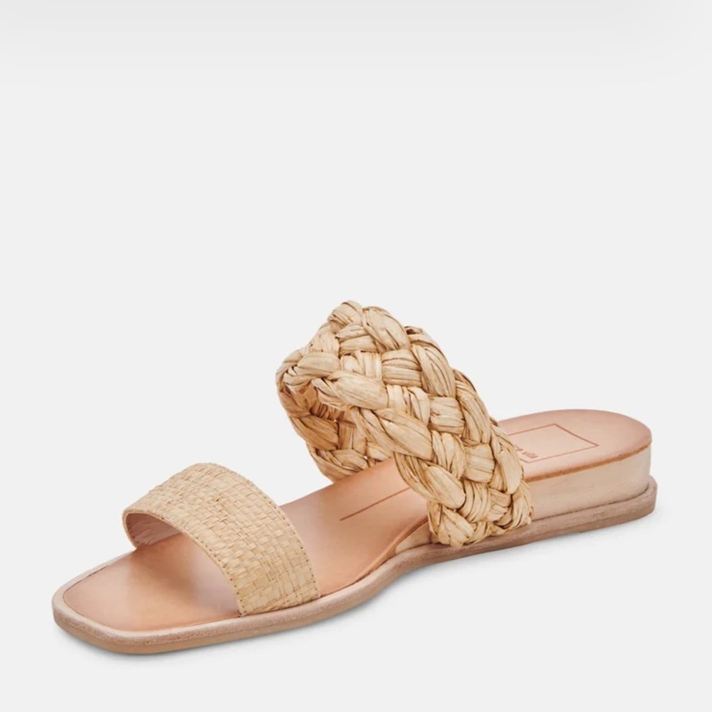 NEW Dolce Vita Beige Braided Raffia Persey Slide Sandals - Picture 8 of 8